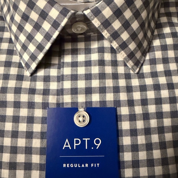 Apt. 9 Men's Gray and White Plaid Dress Shirt - Picture 5 of 6